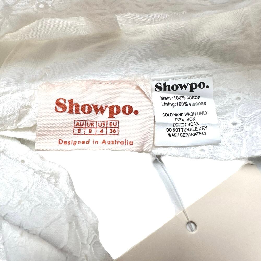Showpo. | Women | Joselyn White Floral Eyelet Tie Back Matching Set | Size 4 - Picture 9 of 16